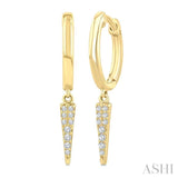 1/10 Ctw Round Cut Diamond Spike Petite Huggie Earrings in 10K Yellow Gold