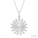 1/5 Ctw Round Cut Diamond Pirouette Circle Fluted Fashion Pendant With Chain in 10K White Gold