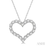 3/4 Ctw Heart Shape Round Cut Diamond Pendant With Chain in 14K White Gold