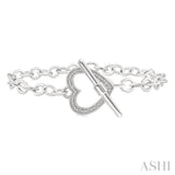 1/10 Ctw Heart Toggle Single Cut Diamond Fashion Bracelet in Sterling Silver