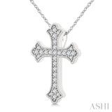 1/5 Ctw Round Cut Diamond Cross Petite Fashion Pendant With Chain in 10K White Gold