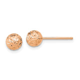 14k Rose Gold 6mm Diamond-cut Puffed Ball Post Earrings