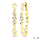 1/10 Ctw Round Cut Diamond Fashion Hoop Earrings in 10K Yellow Gold