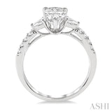 7/8 ctw Pear & Round Cut Diamond Engagement Ring With 1/2 ct Pear Cut Center Stone in 14K White Gold