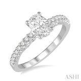 1/4 ctw Oval Shape Semi-Mount Diamond Engagement Ring in 14K White Gold
