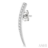 1/5 ctw Pointed End Arc Climbers Round Cut Diamond Earrings in 14K White Gold