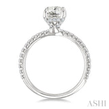1/2 Ctw Oval Shape Semi-Mount Diamond Engagement Ring in 14K White Gold