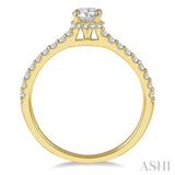 5/8 ctw Round Center Stone Ladies Engagement Ring with 3/8 Ct Round Cut Center Stone in 14K Yellow Gold