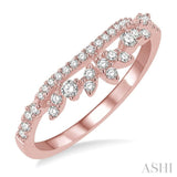 1/3 Ctw Alternating Marquise and Circular Mount Round Cut Diamond Curved Band in 14K Rose Gold