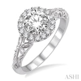 5/8 ctw Diamond Engagement Ring with 3/8 ct Round Cut Center Stone in 14K White Gold