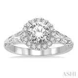 5/8 ctw Diamond Engagement Ring with 3/8 ct Round Cut Center Stone in 14K White Gold