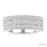 1 1/10 Ctw Channel Round Cut Diamond Wedding Band in 14K White Gold