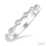 1/10 Ctw Bezel Set Round Cut Diamond Stackable Wedding Band in 14K White Gold