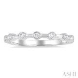1/10 Ctw Bezel Set Round Cut Diamond Stackable Wedding Band in 14K White Gold