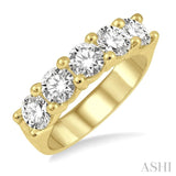 2 Ctw 5 Stone Round Cut Diamond Wedding Band in 14K Yellow Gold