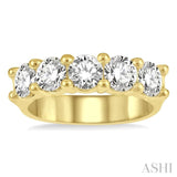 2 Ctw 5 Stone Round Cut Diamond Wedding Band in 14K Yellow Gold