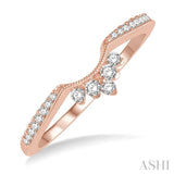 1/5 Ctw Crown Arch Round Cut Diamond Wedding Band in 14K Rose Gold