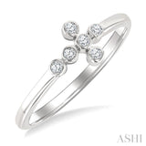 1/20 Ctw Round Cut Diamond 6-Stone Bezel Set Cross Petite Ring in 10K White Gold
