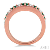 2.4 & 2.5 MM princess Cut Emerald and 1/2 Ctw Round Cut Diamond Precious Ring in 14K Rose and White Gold