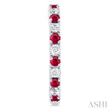 1.80 MM Round Shape Ruby and 1/4 ctw Round Cut Diamond Precious Hoop Earring in 10K White Gold