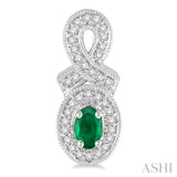 5x3 MM Oval Cut Emerald and 1/3 ctw Round Cut Diamond Earrings in 10K White Gold