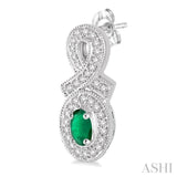 5x3 MM Oval Cut Emerald and 1/3 ctw Round Cut Diamond Earrings in 10K White Gold