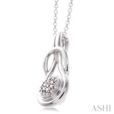 1/50 Ctw Round Cut Diamond Fashion Pendant in Sterling Silver with Chain
