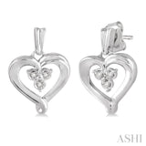 1/50 Ctw Single Cut Diamond Heart Earrings in Sterling Silver