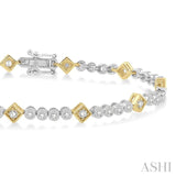 1 1/2 ctw Round & Diamond Mount Round Cut Diamond Bracelet in 14K White and Yellow Gold