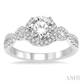3/4 ctw Diamond Engagement Ring with 1/2 ct Round Cut Center Stone in 14K White Gold