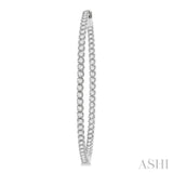 3 ctw Inside-Out Round Cut Diamond 1 3/4 Inch Hoop Earrings in 14K White Gold