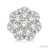 3/4 Ctw Flower Pattern Round Cut Diamond Fashion Stud Earrings in 14K White Gold