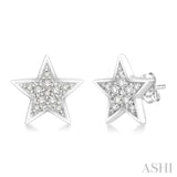 1/10 ctw Star Cutout Round Cut Diamond Earrings in 10K White Gold