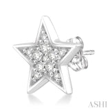 1/10 ctw Star Cutout Round Cut Diamond Earrings in 10K White Gold