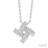 1/8 Ctw Petite Pinwheel Round Cut Diamond Fashion Pendant With Chain in 10K White Gold