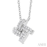 1/8 Ctw Petite Pinwheel Round Cut Diamond Fashion Pendant With Chain in 10K White Gold