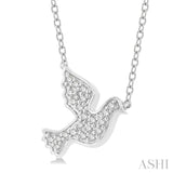 1/10 Ctw Petite Dove Round Cut Diamond Fashion Pendant With Chain in 10K White Gold