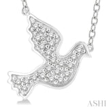 1/10 Ctw Petite Dove Round Cut Diamond Fashion Pendant With Chain in 10K White Gold