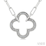 1/10 Ctw Round Cut Diamond Paperclip Pendant With Chain in Sterling Silver