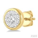 1/3 Ctw Lovebright Round Cut Diamond Bezel Stud Earrings in 14K Yellow and White Gold