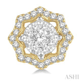 3/4 Ctw Star Lattice Lovebright Round Cut Diamond Earrings in 14K White and Yellow Gold