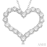4.00 Ctw Heart Shape Round Cut Diamond Pendant With Chain in 14K White Gold