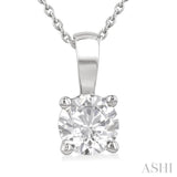 1 Ctw Prong Set Round Cut Diamond Solitaire Pendant With Chain in 14K White Gold