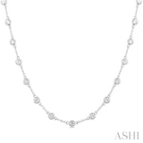 3.00 Ctw Bezel Set Round Cut Diamond Station Necklace in 14K White Gold