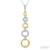 1/4 ctw Round Cut Diamond Two Tone Ringlet Link Pendant With Chain in 14K White and Yellow Gold