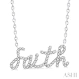 1/5 Ctw 'faith' Script Pendant Round Cut Diamond Necklace in 10K White Gold