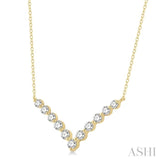 3/4 Ctw Round Cut Diamond Chevron Necklace in 14K Yellow Gold