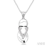 1/50 Ctw Round Cut Diamond Flip Flop Pendant in Sterling Silver with Chain