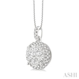 1.00 Ctw Lovebright Round Cut Diamond Pendant in 14K White Gold with Chain
