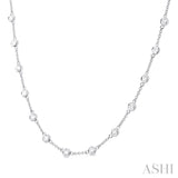 2.00 Ctw Bezel Set Round Cut Diamond Station Necklace in 14K White Gold